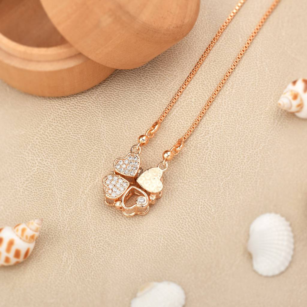 Elegant Convertible Rosegold Plated Necklace : PSPENRGCZ19