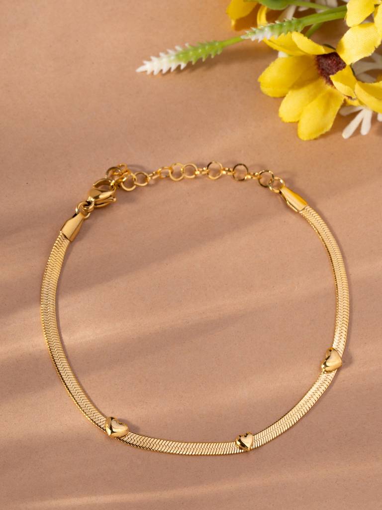 Palmonas Minimal Heart Linked Station Bracelet For Women - Waterproof & Anti-Tarnish : BR0428