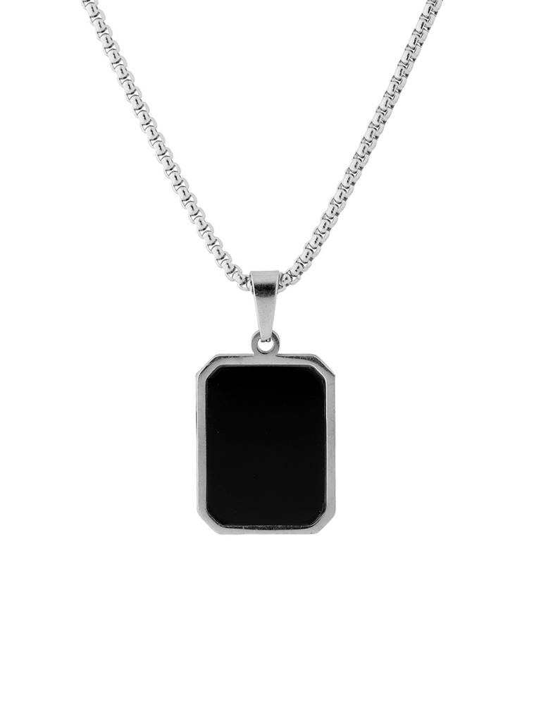 Signature Noir Loop Silver Pendant Necklace For Men : 8905124576146