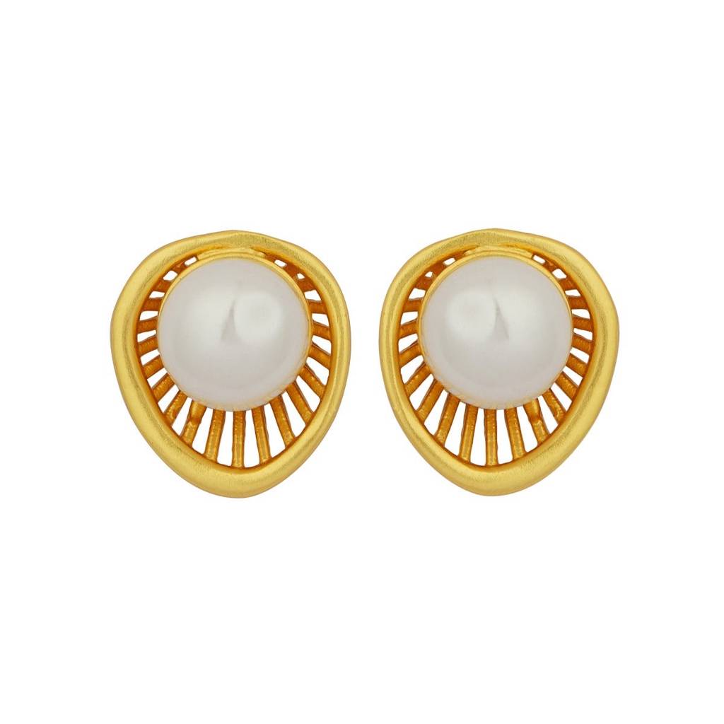 Pearl Zoned Stud Earrings : GGE889P