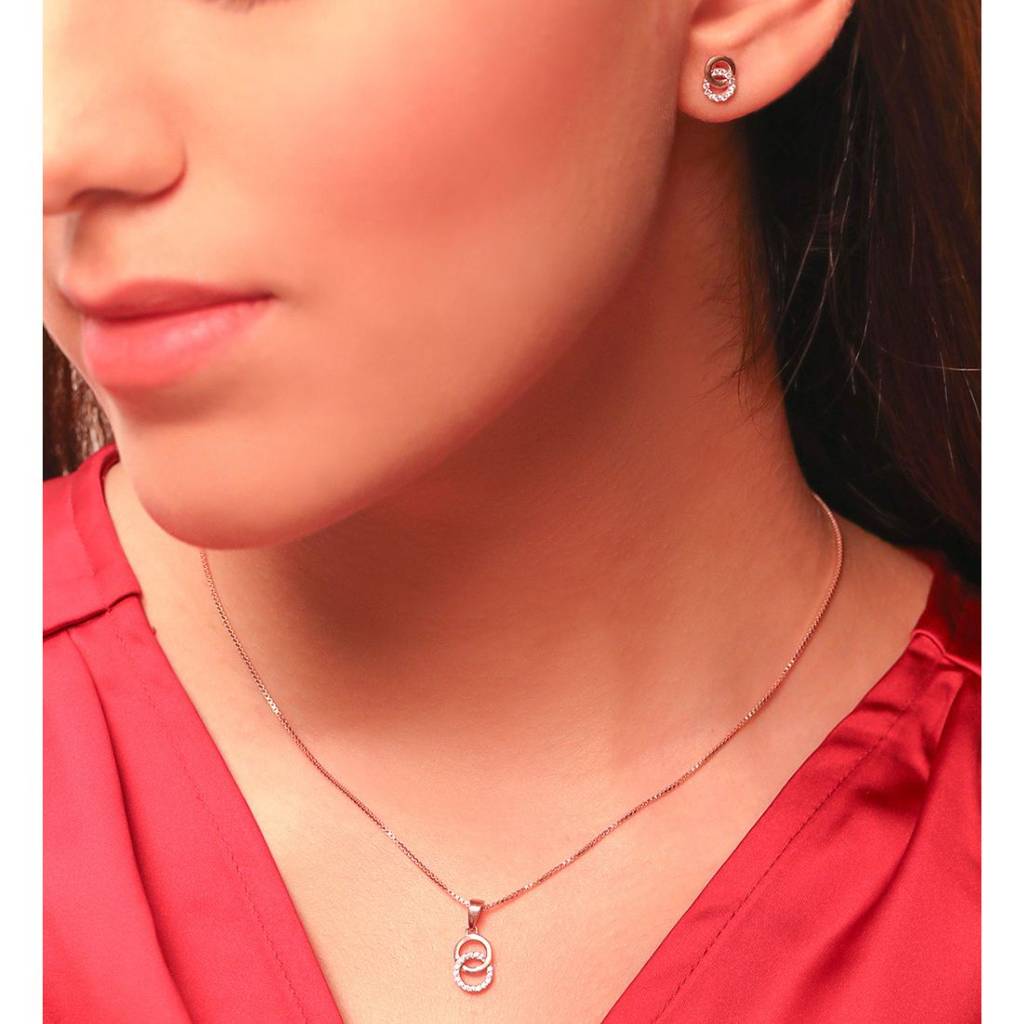 Duality In Gold 925 Sterling Silver Jewelry Set With Twin Circles : JS-70022_C-G