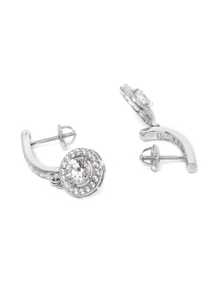 925 Sterling Silver Swiss Zirconia Dangle & Drop Margo Earring With Screw Back Gift For Women And Girls : CSWZHDE24