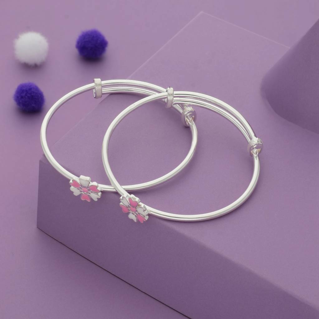 Iyal Sweetflutter 925 Silver Kid Bangles (0-5 Yrs) : KB-CC-RH-R-322-P