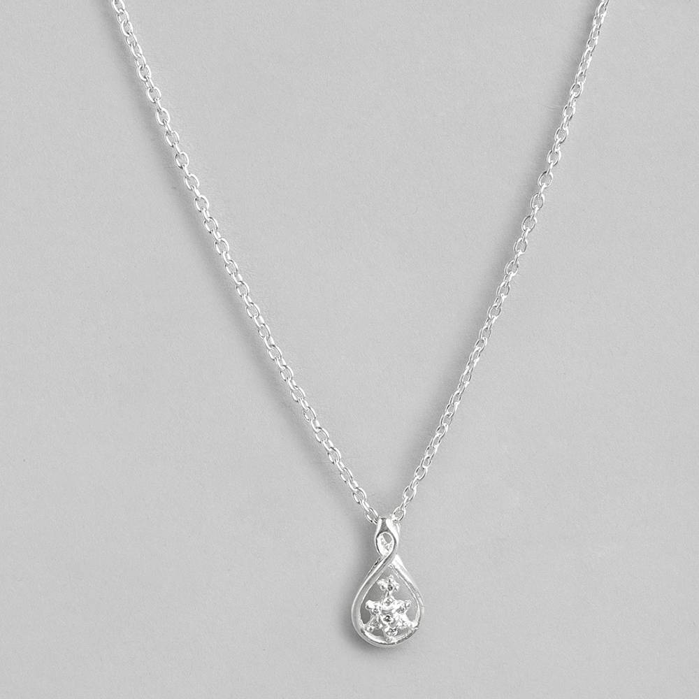 Silver Zircon Pear Necklace : Silver Zircon Pear Necklace : Z125SG002N027