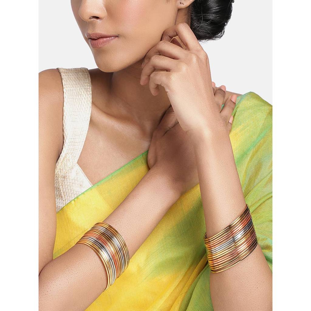 Peora Multicolor  Traditional Antique Look Oxidised Metal Bangle Set Gift For Women Girls : PF34B999ML-6