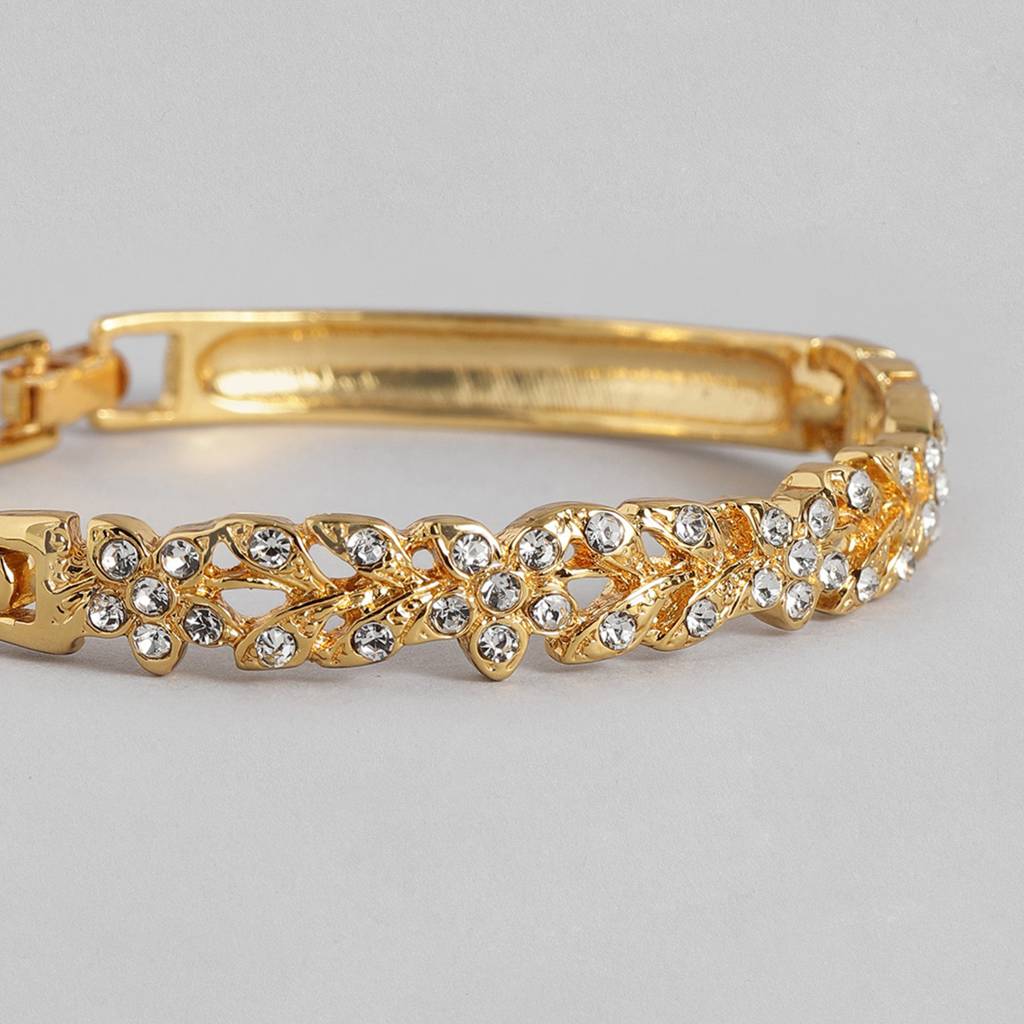 Estele Gold Plated Stunning White Austrian Crystal Studded Kada Bracelet For Girls And Women : 100951BR
