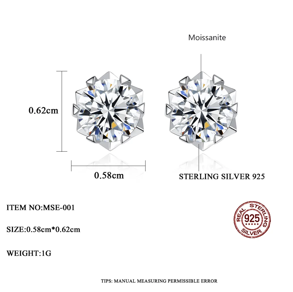 1 Ct / Pair Starburst Spark Moissanite Stud Earrings; Gra Certified; D Vvs1 : StarburstSpark_1ct