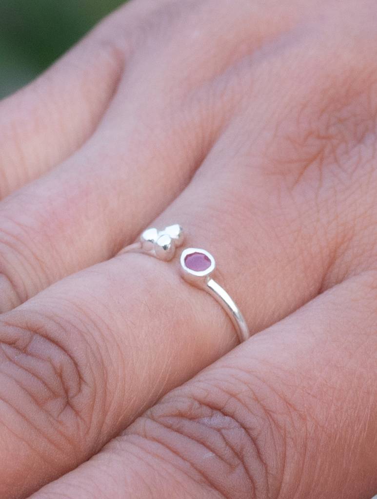 925 Sterling Silver Ruby Ring For Women Handmade Gemstone Ring Adjustable Statement Jewelry Birthday Gift : FU-1067