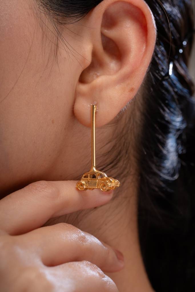 Anti-Tarnish 22Kt Gold-Plated Car Ride Earrings : EC11013