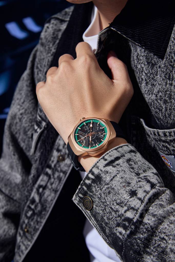 Premier Xapphire Collection Automatic Watch For Men With Round Skeleton Dial, Exposed-Gear Design, Luminous Hand : GZ-50232-04