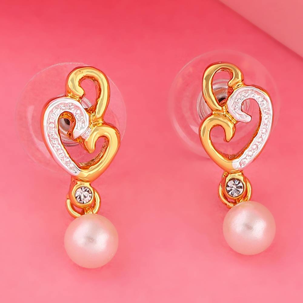 Estele Gold And Rhodium Plated Cloud Designer Earrings With Pearl For Girls And Women : 8548-ERER