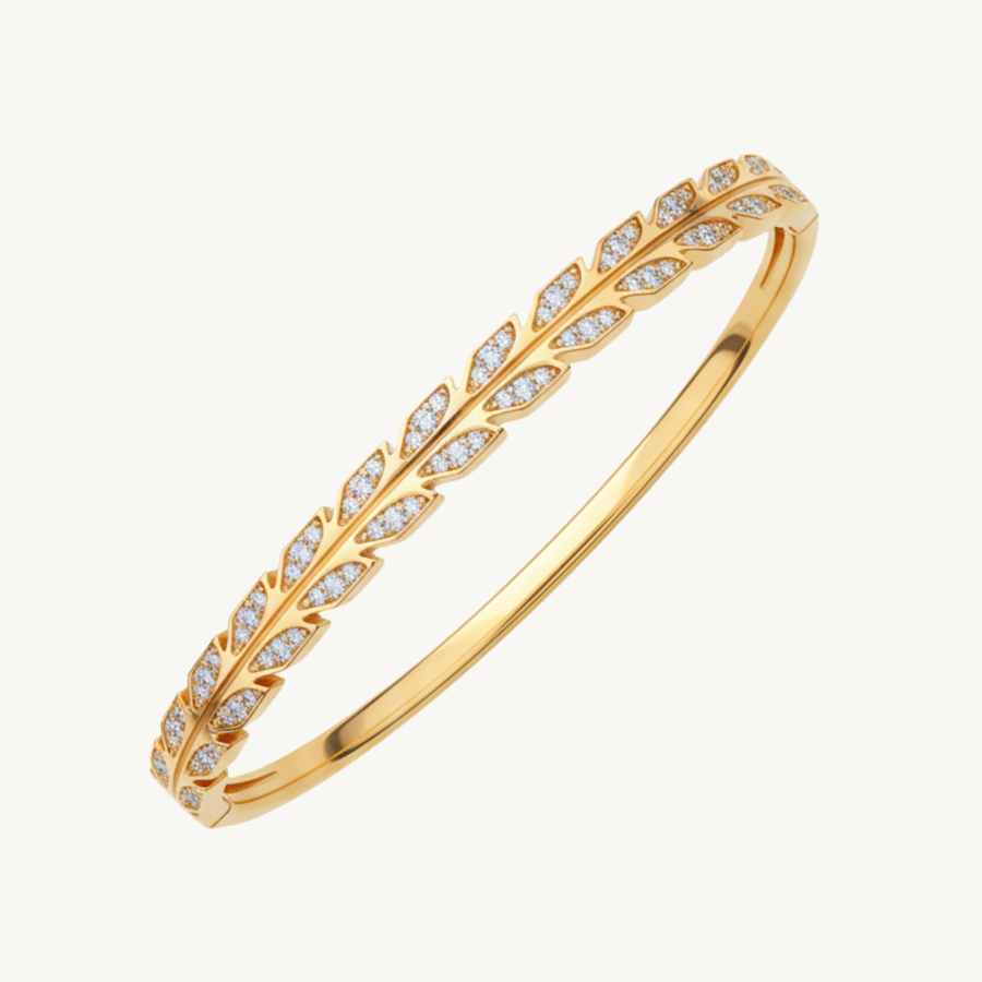 Leaf Bangle Bracelet For Women | Elegant Nature Inspired Bangle Jewellery : 416984676