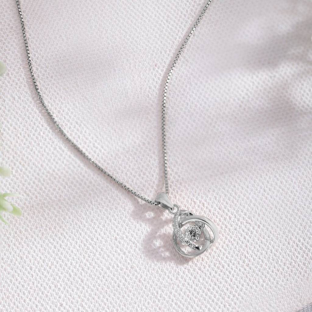 Radiant Reflections 925 Sterling Silver Rhodium Plated Pendant With Chain : PEN-30009-C-R
