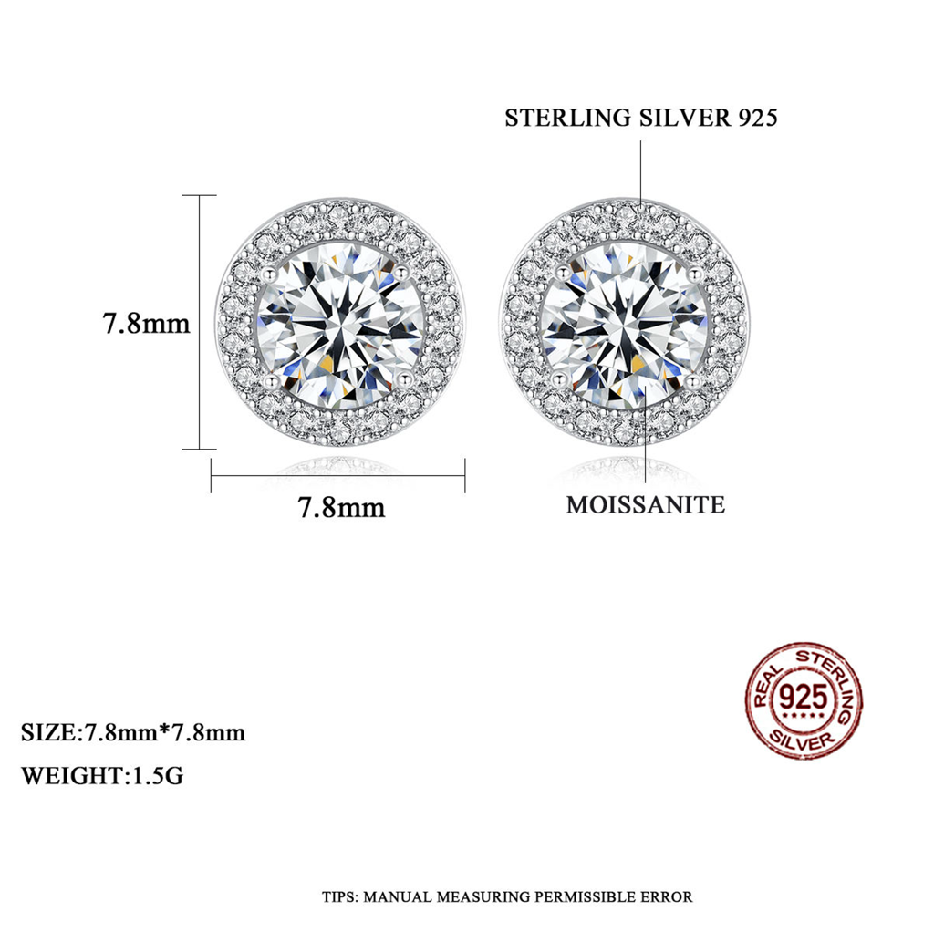 Halo Bliss Solitaire Moissanite Pendant And Studs : RoundHalo_1ct_298E_MSN032