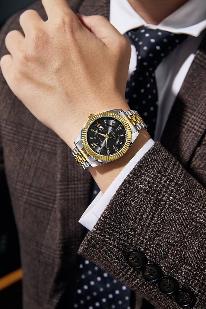 Giordano Analog Watch For Men - Dual-Tone Stainless Steel Strap, Crystal Indices And Fluted Bezel : GZ-50139-66