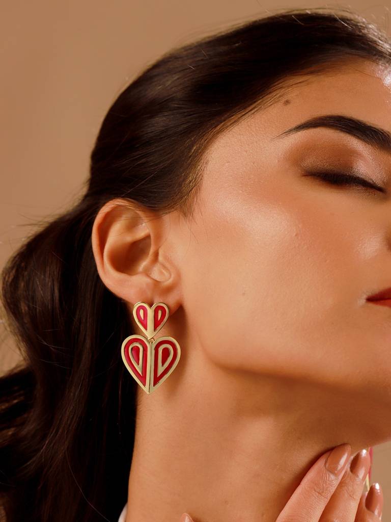 Valentine’S Day  Pop Heart Bold Earrings : 8905124574883