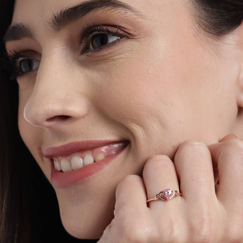 Pink Princess 925 Silver Ring In Rose Gold (Adjustable) : RNG-40021