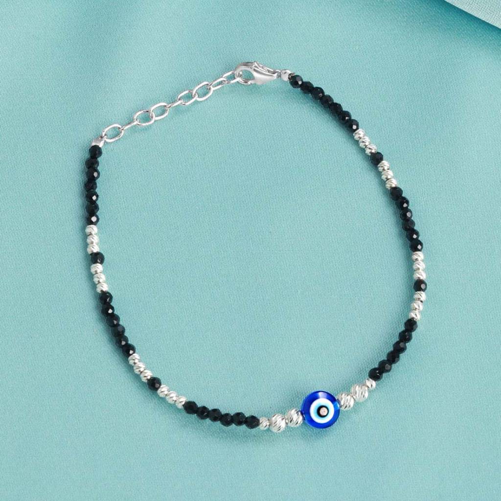 Protective Charm Rhodium Plated 925 Sterling Silver Bracelet : BR-80443-R