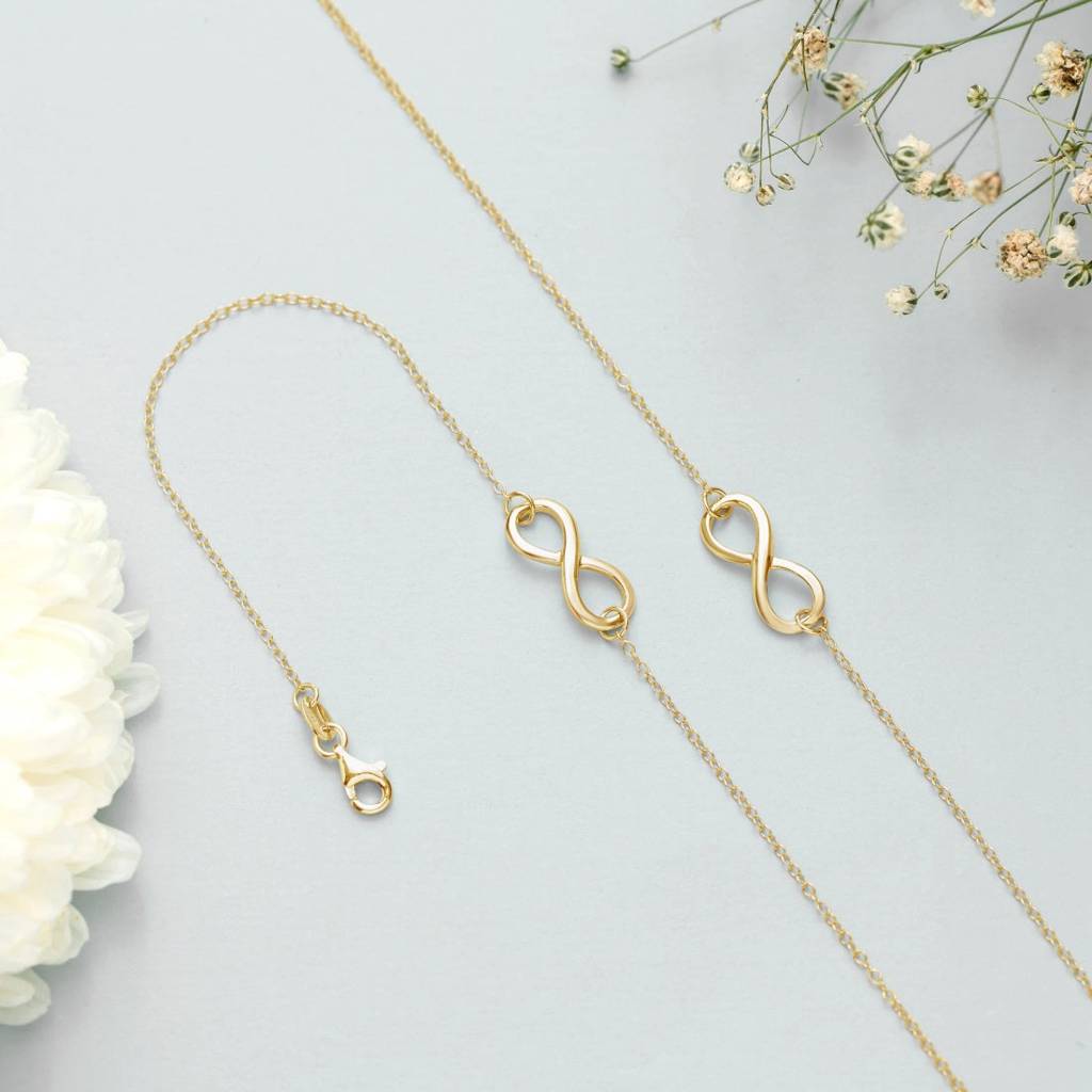 Golden Infinity Glow 925 Sterling Silver Gold-Plated Chain Anklet : ANK-60120-PAIR-G