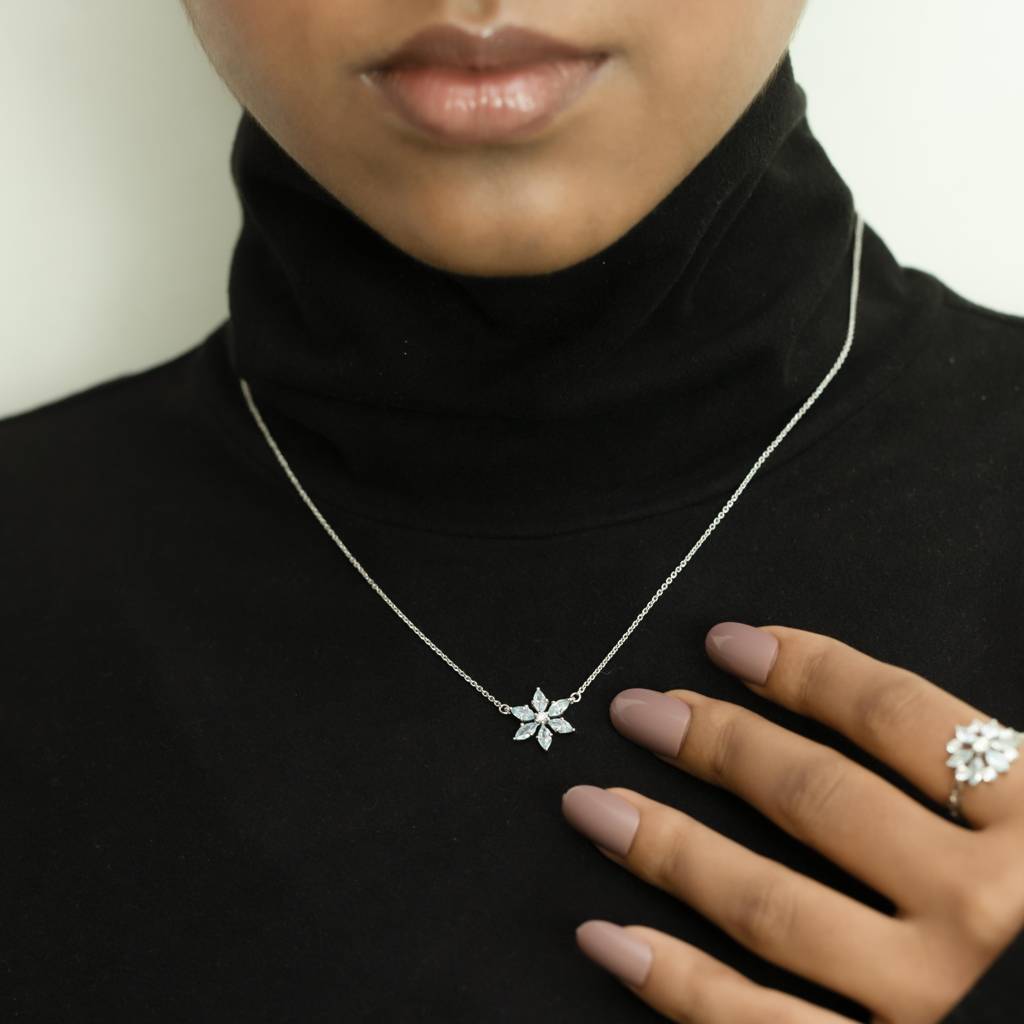 Snowflake - Lab Diamond Pendant Necklace : LLNK0105