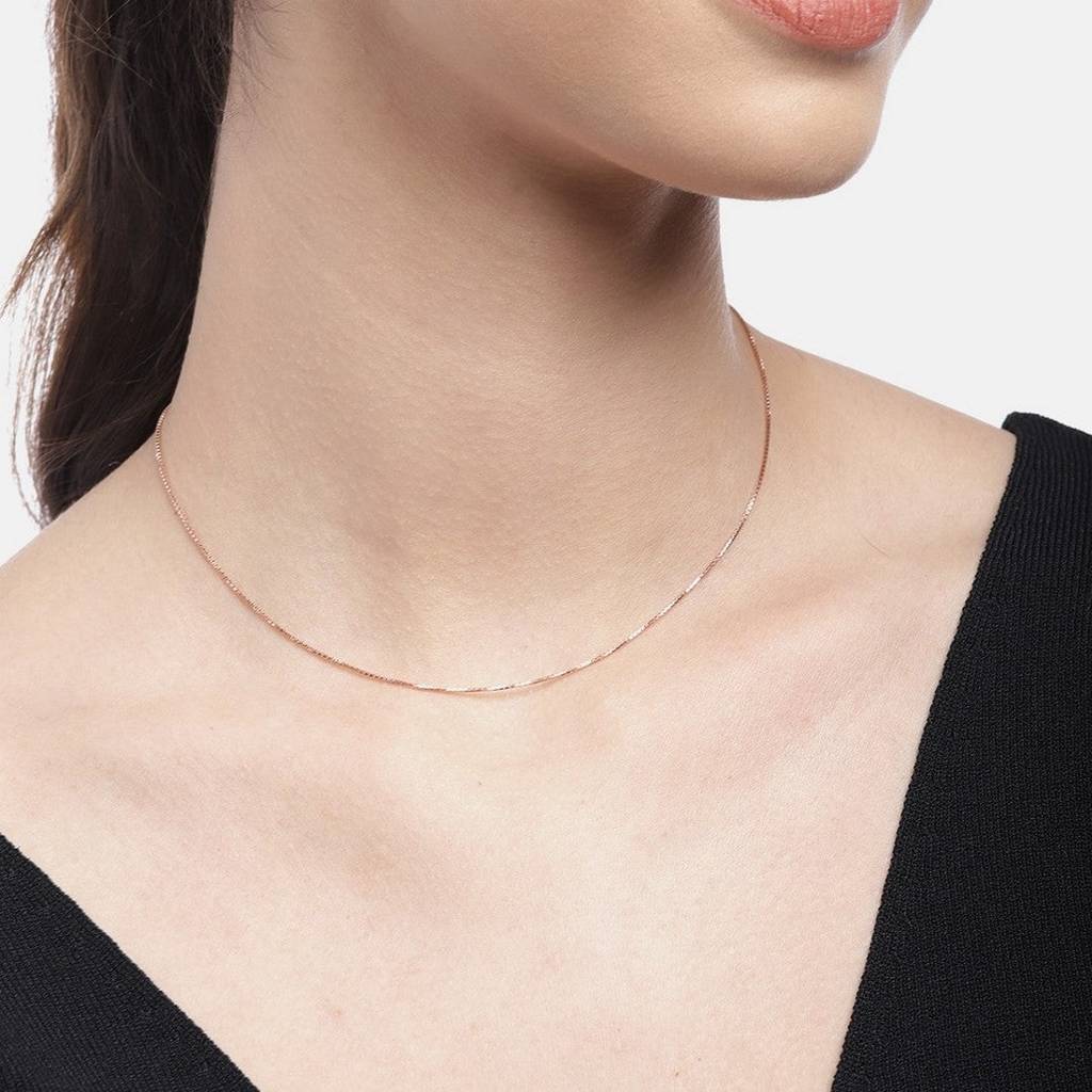 Simple 925 Silver Box Chain In Rose Gold : CH-10001