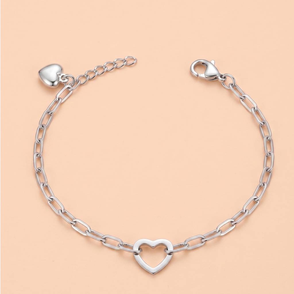 Heart Paperclip Chain Bracelet : BR1154