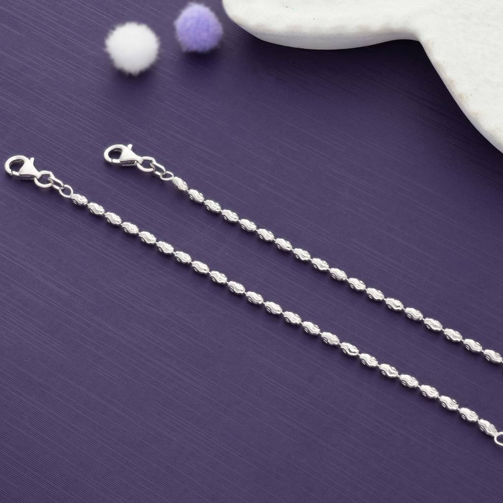 Iyal Sparkle Dream Kids 925 Silver Kid Anklet (Newborn) : KA-KC-RH-B-239-P