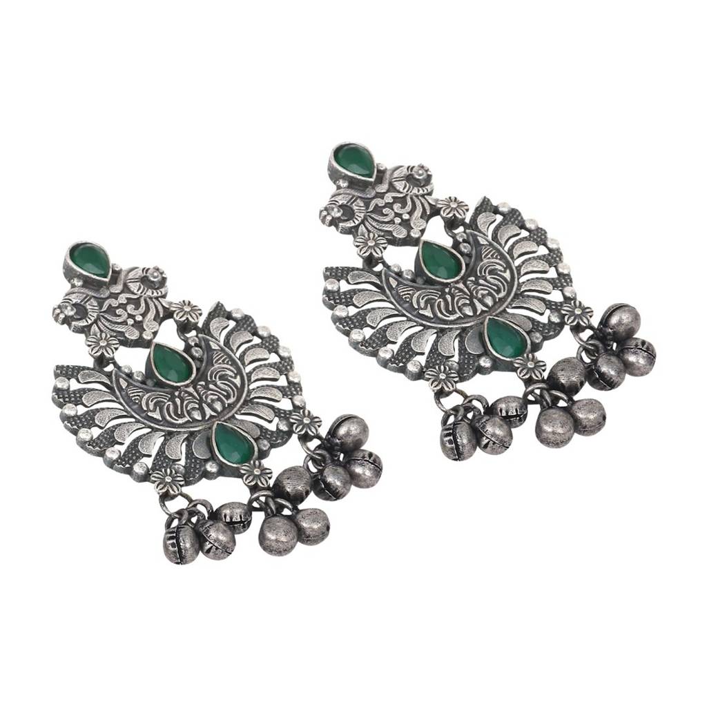 Silver Oxidised Finish Chandbali : S23DJER003SLV