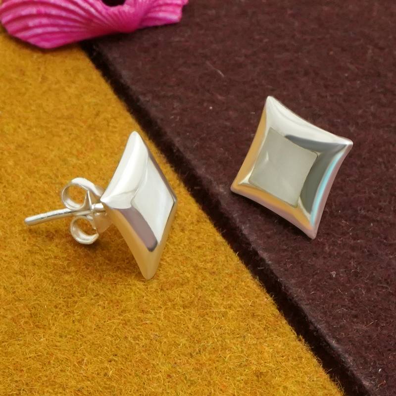 925 Pure Silver Square Shape Stud Tiny Earrings | Square Studs Earring : TWP1189