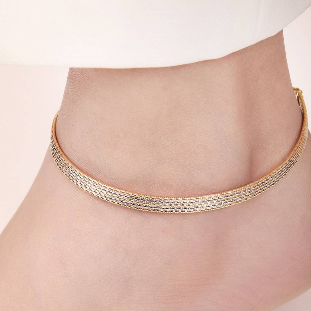 Dual Plated Layered Radiance 925 Sterling Silver Anklet : ANK-60348-PAIR-GR