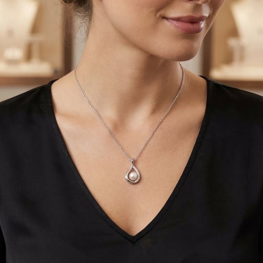 Raindrop Pendant Necklace For Women – Elegant Teardrop Design With Minimal Modern Finish | Premium Graceful Jewel : 7204996804