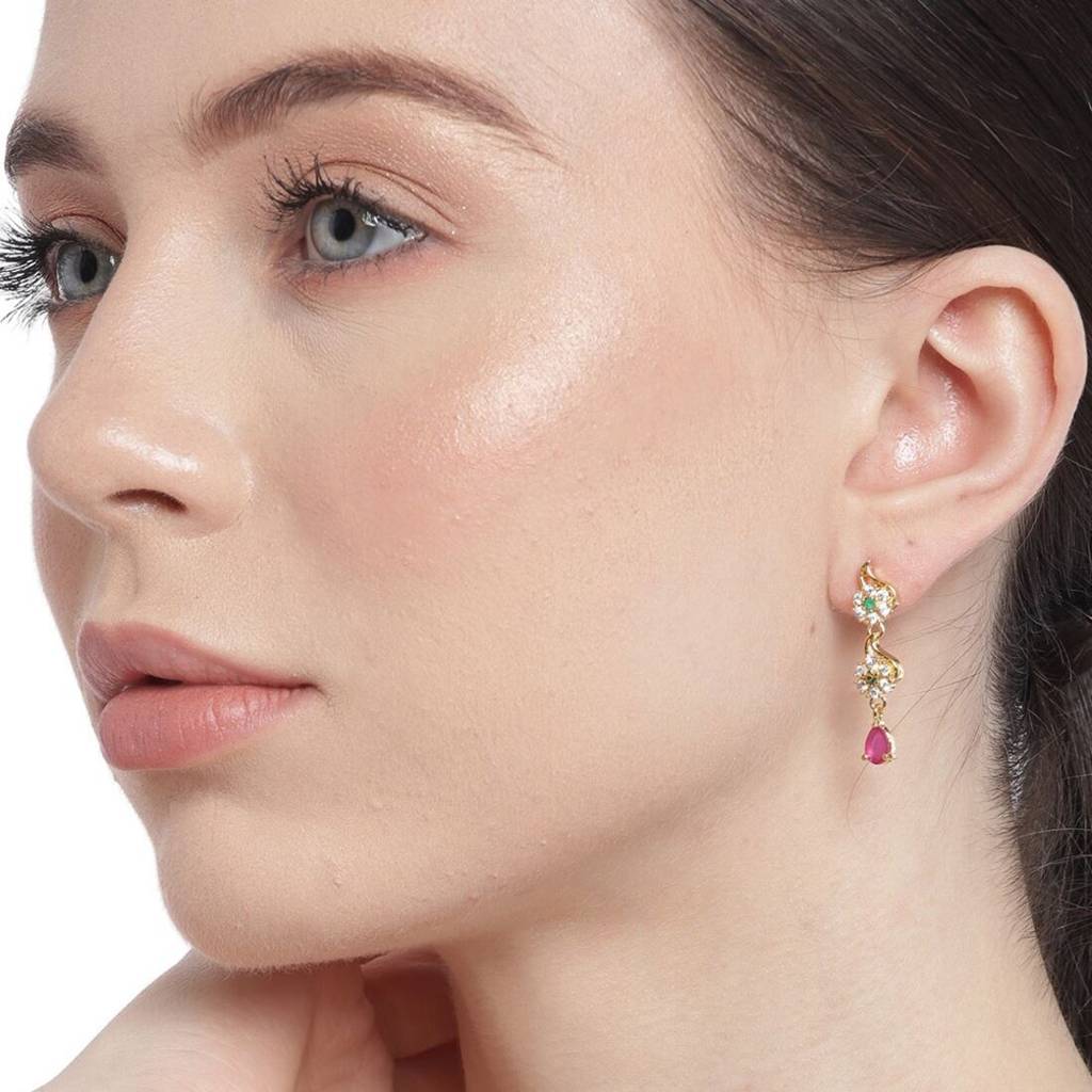 Enchanted Forest Gold Plated Drop 925 Sterling Silver Earrings : EAR-20381