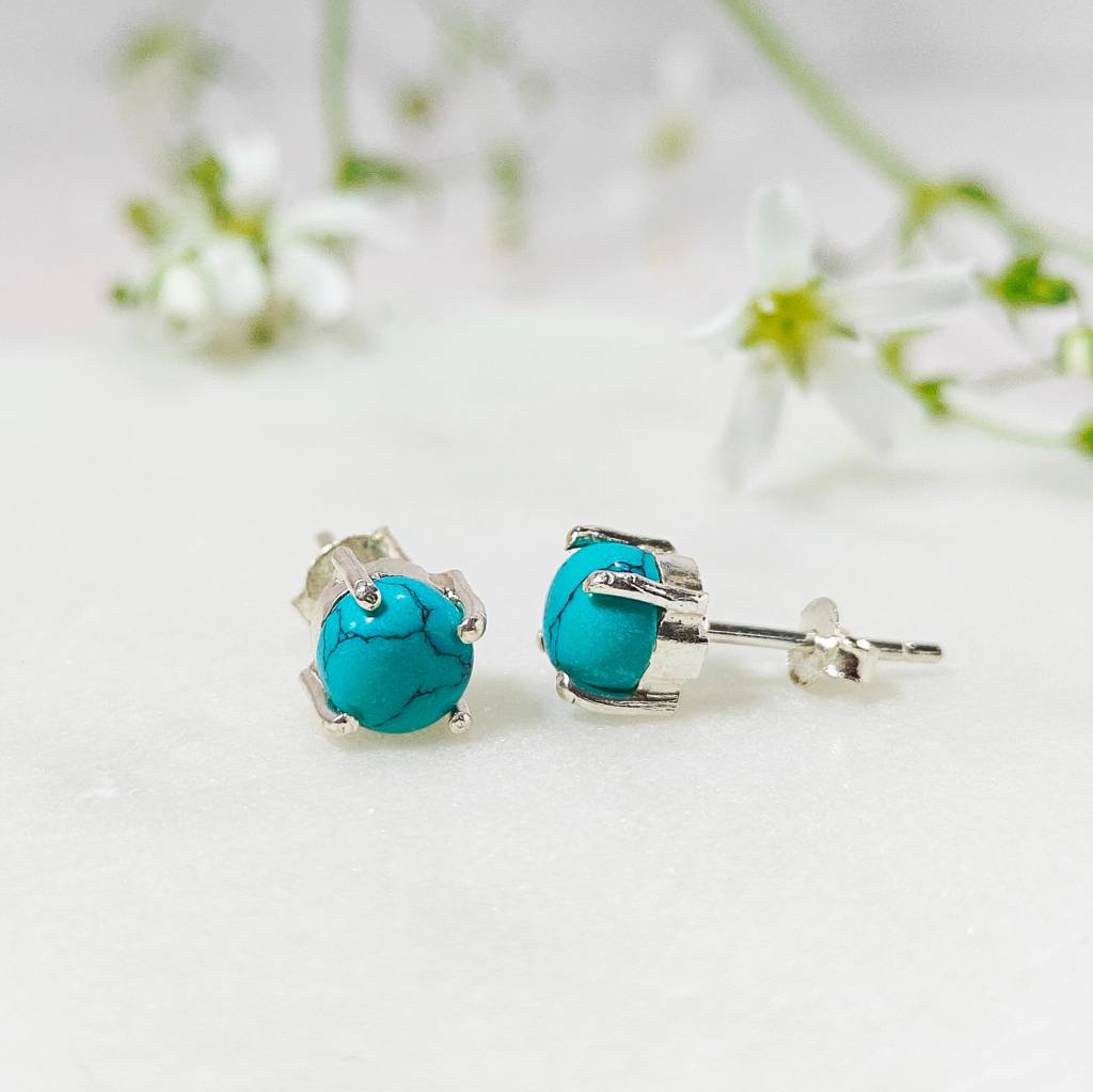 925 Silver Turquoise Stone Stud Earrings : IS-ER-SD-1259