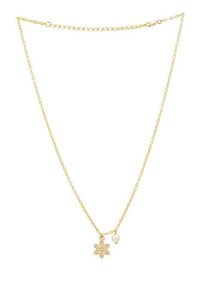 Anti-Tarnish 22Kt Gold-Plated Snowflake Pendant Necklace : P03530