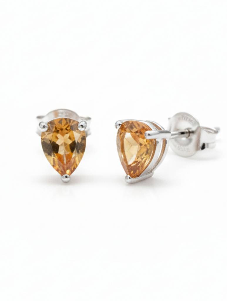 Kicky & Perky Pear-Cut Natural Citrine Stud Earrings In 925 Sterling Silver : VSILSME046