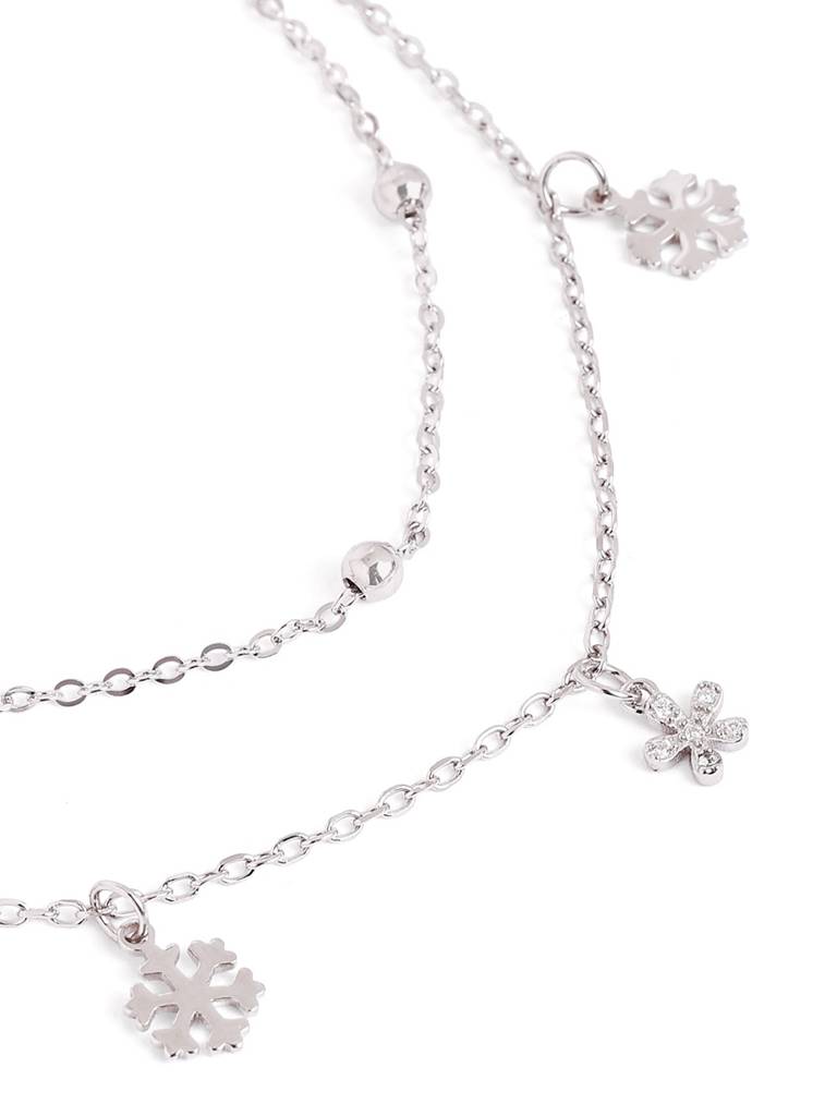 Silver Double Layer Adjustable Anklet : WAN00028
