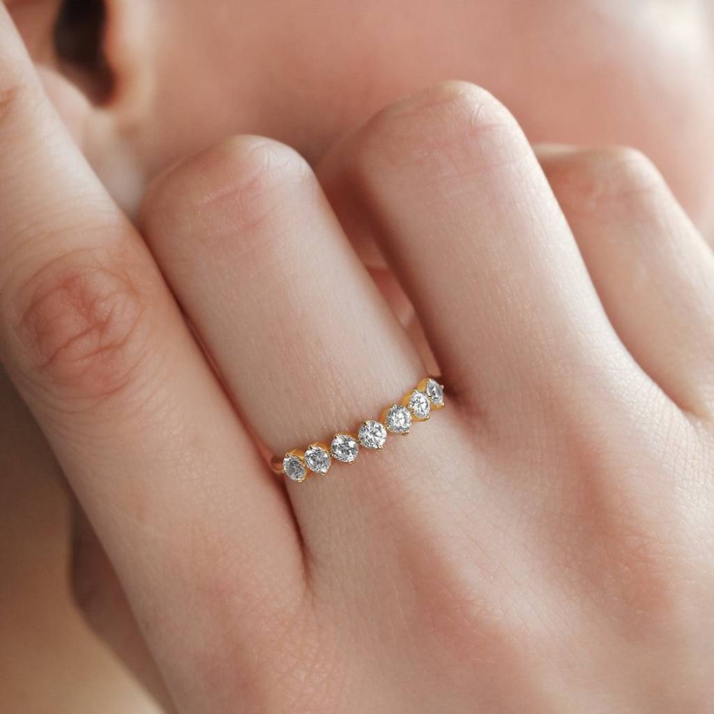 Golden Glow Cz Studded Gold Plated 925 Sterling Silver Ring : RNG-40178