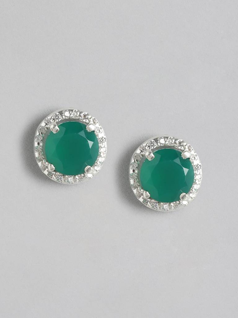 92.5 Silver Green Onyx Stud : 92.5 Silver Green Onyx Stud : U100SG003MY004