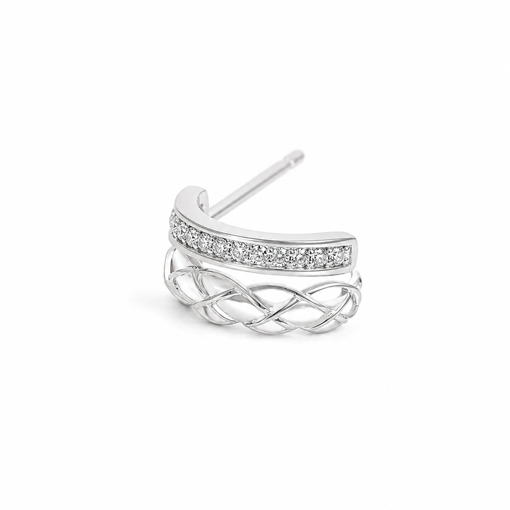 Silver Double Band Sparkle Huggies : WER00047