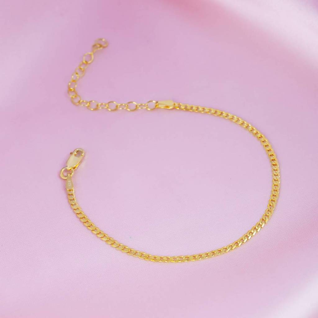 Minimalist Gold-Plated 925 Sterling Silver Women'S Curb Chain Bracelet : BR-80384-G