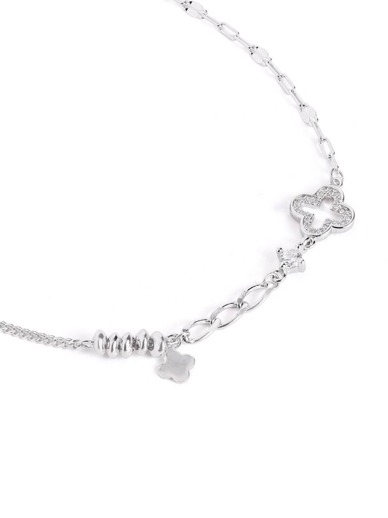 Silver Twinkle Clover Adjustable Anklet : WAN00033
