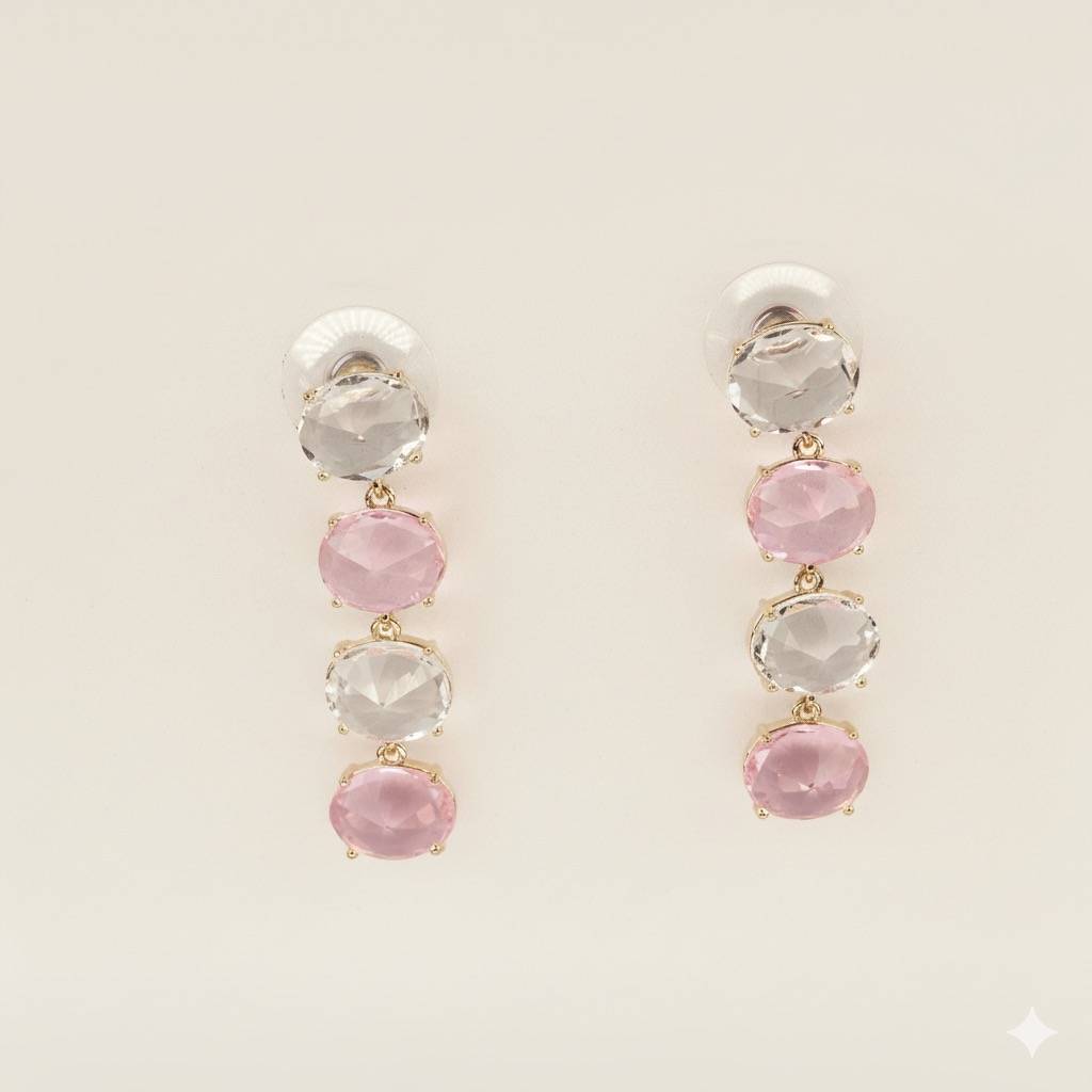 Aqua Blue & Clear Stone Drop Earrings : AN-LJ-PI-0006-DE