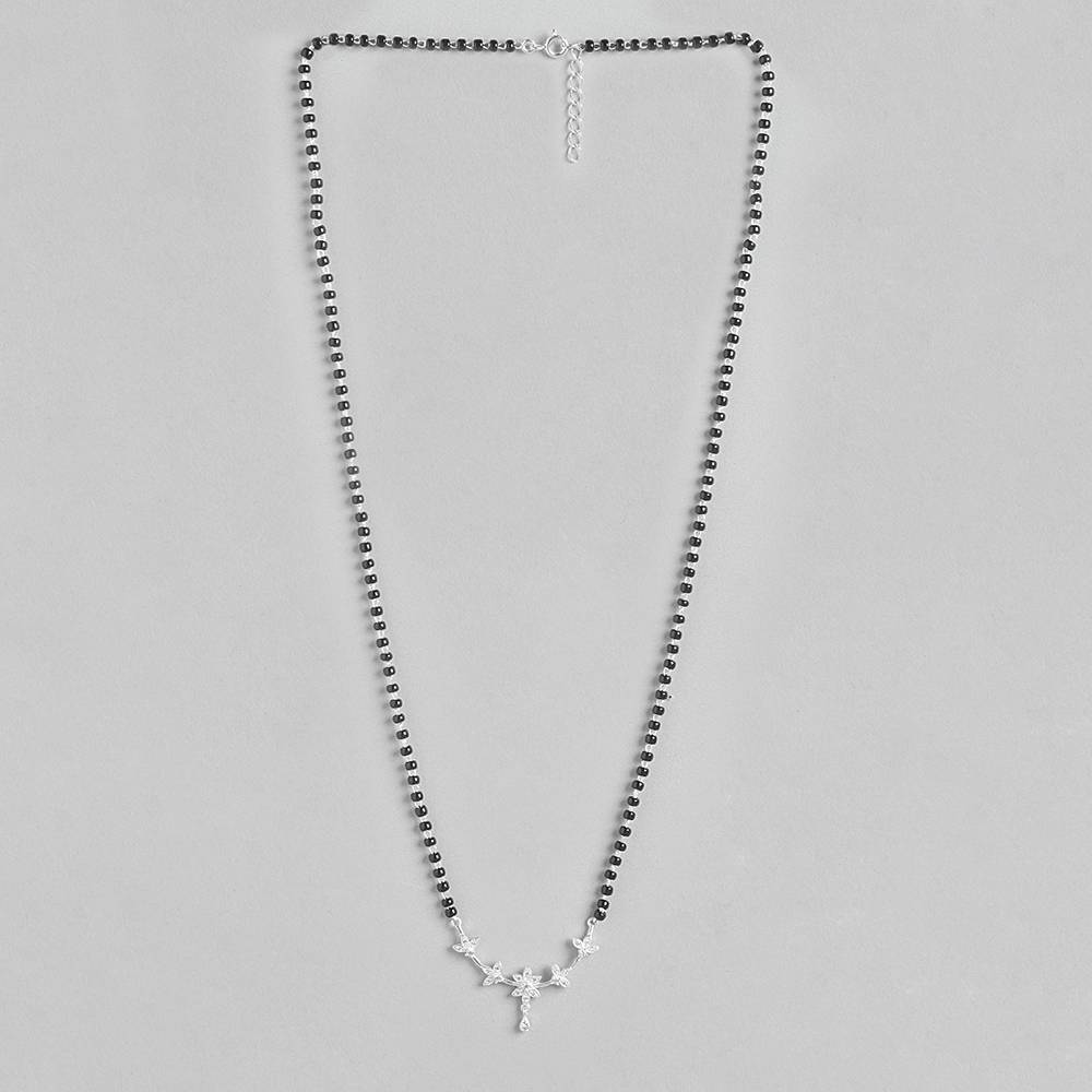 Silver Leaf Mangalsutra : Silver Leaf Mangalsutra : Z125SG002N070