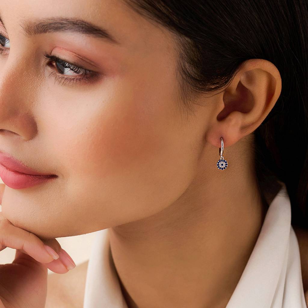 Forever Safe Silver Hoop Rhodium Plated Earrings : EAR-21009-R