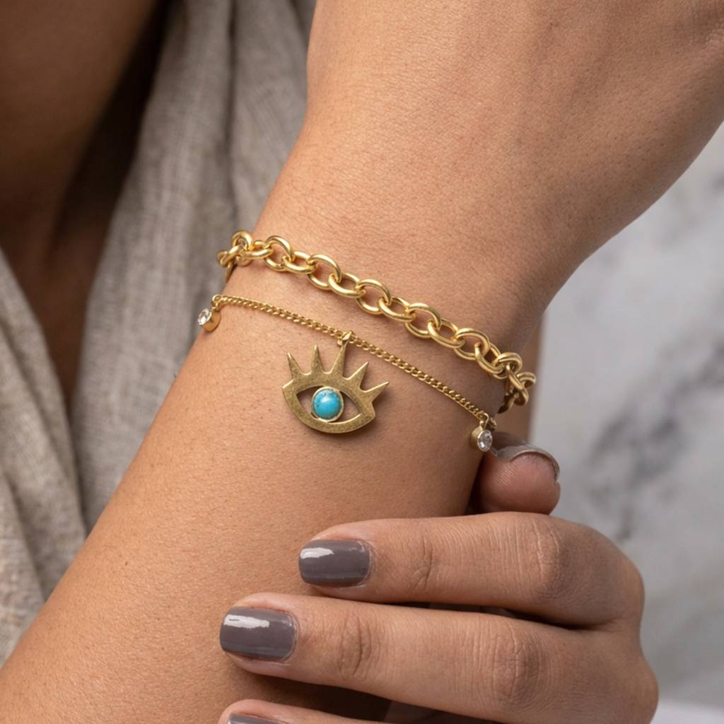 Evil Eye Chain Charm Anti Tarnish  Bracelet For Women : HSPS60MB0643