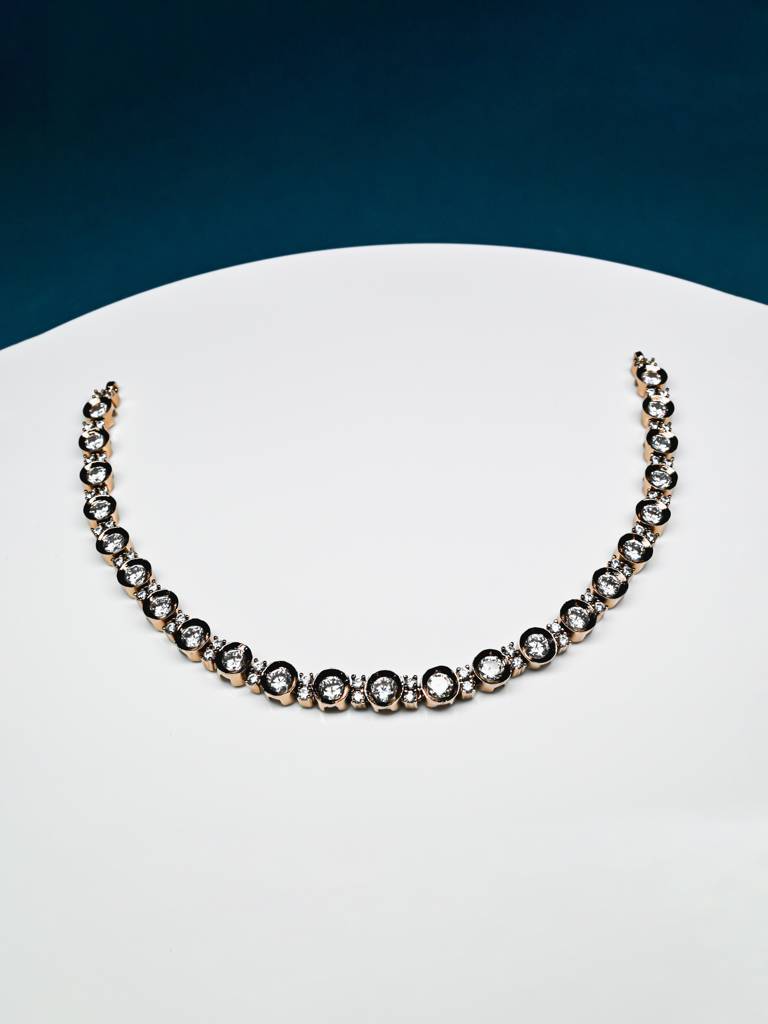 Ishanvi Necklace With Earrings | American Diamond : RKNP000007