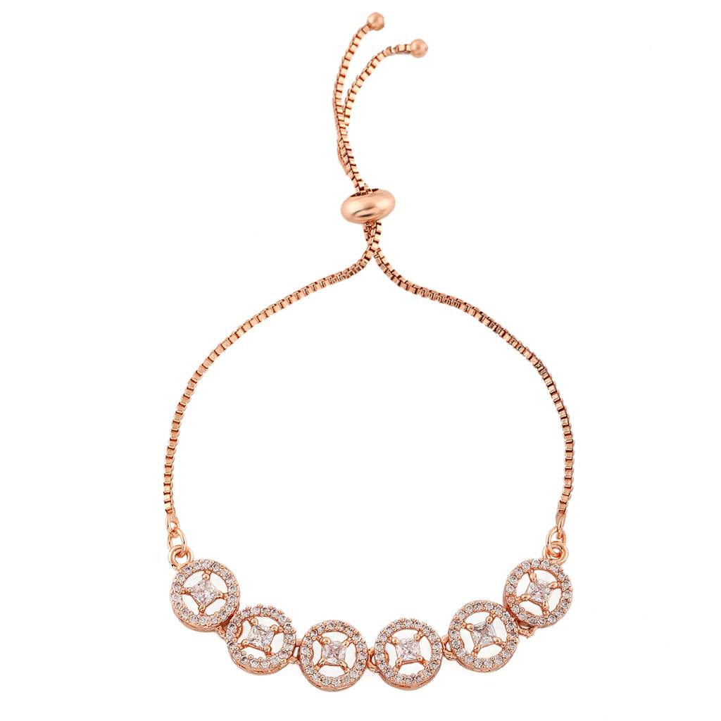 Estele Rose Gold Plated Cz Rotating Glitter Bracelet For Women : AD-046-RGBR