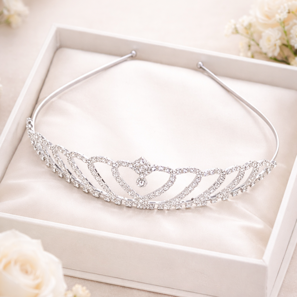 Silver Crystal Tiara For Women | Elegant Rhinestone Flower Crown Headband For Brides, Weddings, Prom & Pageants : M4SK-HART