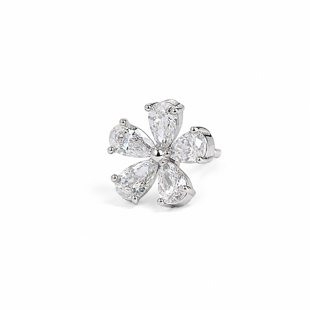 Silver Luxe Flower Sparkle Earrings : WER00080