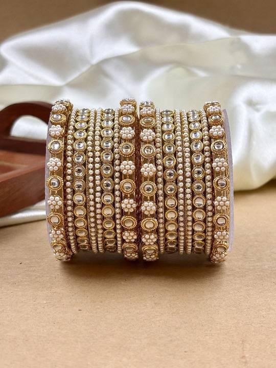Traditional Pearl Bangles Set – Wedding & Party Wear : HB-9-24
